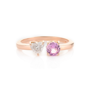 18K Rose Gold Pink Sapphire and Diamond Oval Cluster Statement Ring - Product Image 2