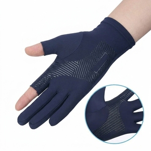 Gants de pêche en néoprène demi-doigts unisexes toutes saisons bleu foncé légers respirants à enfiler - Product Image 2
