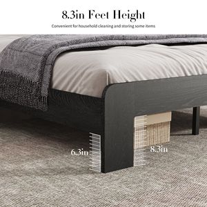 Letto a piattaforma in legno a grandezza naturale con testiera illuminata a LED e 2 porte USB, silenzioso, senza bisogno di rete a molle, con opzione contenitore - Product Image 3