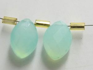 Aqua Blue Calcedonia facetada Marquise Briolette 12X8MM Cuentas de piedra sueltas hechas a mano para la fabricación de joyas para par de pendientes - Product Image 3