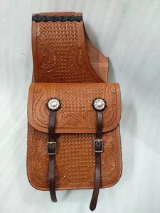 Excellent Quality Beautiful <b>Tooling</b> Carving <b>Leather</b> Western Saddle Bag For Horse Available At Export Quality And Price - Product Image 1