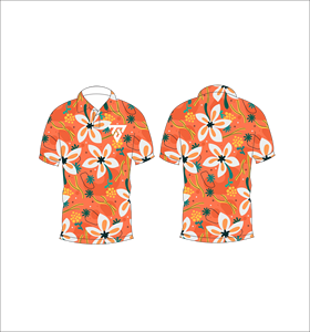 Men’s <b>Orange</b> Floral Print <b>Polo</b> Shirt Short Sleeve Casual Summer Fashion Golf Tee - Product Image 3