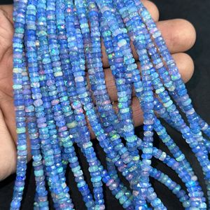 Cuentas facetadas de ópalo etíope azul tanzanita AAA de 4-5 mm, hilo de 16 pulgadas, ópalo de fuego natural para la fabricación de joyas. - Product Image 1