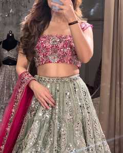 Indian Ethnic Designer Partywear Lehenga Choli for <b>Wedding</b> Party and Festive Functions for Women Trendy Fancy Outfit for Party - Product Image 2