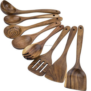 ชุดเครื่องใช้ในครัว8ชิ้นชุดอุปกรณ์ทำอาหารไม้สักไม่ติดกระทะช้อนไม้และเครื่องครัวไม้พายสำหรับใช้ในบ้านในชีวิตประจำวัน - Product Image 1