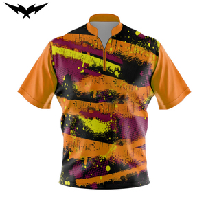 High Quality Professional Sublimation Printing <b>Bowling</b> Jersey Comfortable Breathable Unisex Short Sleeved 1/4 Zipper - Product Image 3