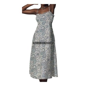 Nouvelle Robe Bohème 2026 à Bretelles Fines, Chic et Décontractée, Imprimé Bloc, Sans Manches, Style Bohème Gypsy, en Coton, pour Soirée et Plage - Product Image 6