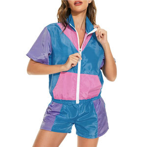 Ensemble short et veste coupe-vent pour femme, color block, léger, deux pièces, tenue de sport d'été, veste sans manches - Product Image 1