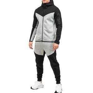 Men's Black Hooded Tracksuit <b>Set</b> Full Sleeve Sweatshirt Pants Solid Color Sporty Autumn Wear Breathable Polyester Material - Product Image 4