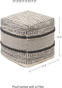 Produit exclusif, tabouret en macramé gris doux, chaise décorative d'intérieur et d'extérieur pour la maison, le bureau, le salon, la salle de jeux - Product Image 2