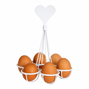 Wholesale Durable Metal Wire <b>Egg</b> Holder Stand For Kitchen Countertop Rustic Iron 6-<b>Egg</b> Storage Rack With Portable Handle - Product Image 4