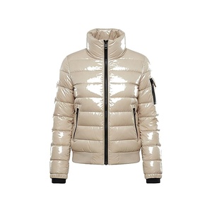 Hooded Quilted Waterproof <b>Bubble</b> Jacket Black Full Sleeve Winter Windproof Cotton Shell Knitted Fabric Polyester Filling Stand - Product Image 1