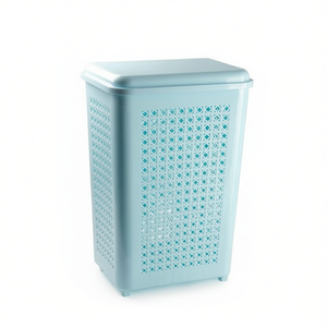 Cesto per biancheria quadrato azzurro da 50 litri con coperchio per riporre vestiti - Product Image 2