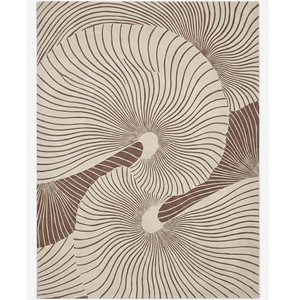Hand Tufted Modern Abstract Spiral Wool Area Rug Beige Brown Designer Carpet Luxury Living Room Bedroom Home Decor - Product Image 3