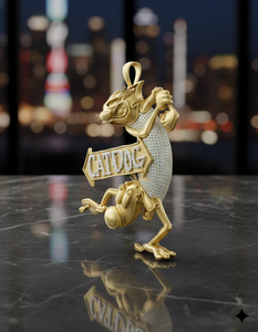 Colgante Personalizado de Dibujos Animados Inspirado en Gatos y Perros, con Incrustaciones de Diamantes Micro Pavé, Hecho a Mano en Oro Amarillo 925 - Product Image 1