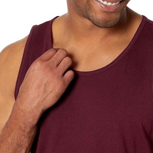 Men's Solid Color Cotton Tank <b>Top</b> O-Neck Casual Sleeveless Knitted <b>Top</b> <b>Maroon</b> - Product Image 6