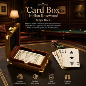 Handmade Indian Rosewood <b>Playing</b> <b>Card</b> Box with Brass Inlay | Luxury Wooden Single Deck Storage Case Poker Bridge Gift Organizer - Product Image 3