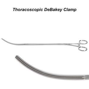 Pinces thoracoscopiques DeBakey courbées de qualité supérieure, tige de 10 mm, mâchoires 1x2, courbure de 65 mm, longueur de travail de 23 cm, longueur totale de 31 cm, à cliquet – ZETOMEDPRO - Product Image 2