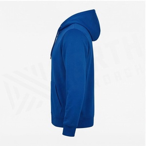 เสื้อฮู้ดซิปผู้ชายสีน้ำเงินทรงปกติ ผ้าฝ้ายเฟรนช์เทอร์รี่ สวมใส่สบาย พิมพ์ลายด้านหน้า เหมาะสำหรับใส่ในฤดูใบไม้ร่วง - Product Image 3