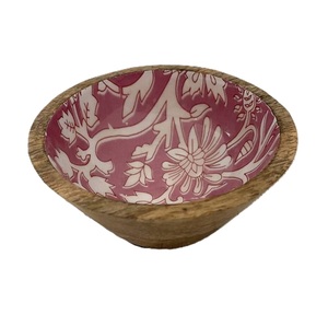 decorative wooden serving bowls with inside <b>sunflower</b> design for home use and table <b>top</b> dinnerware salad bowls - Product Image 5