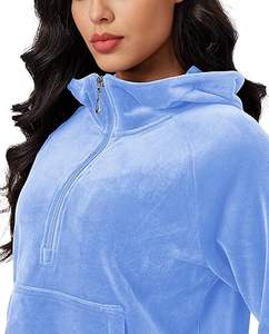 Hoodie d'hiver pour femme en velours polaire à capuche avec fermeture éclair, logo, épaules tombantes, grande taille, respirant, séchage rapide, léger, pour l'extérieur - Product Image 4
