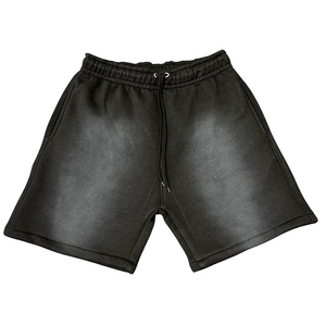 Shorts décontractés d'été en coton 100% respirant et écologique, coupe décontractée, avec logo vintage délavé à l'acide et cordon de serrage - Product Image 3