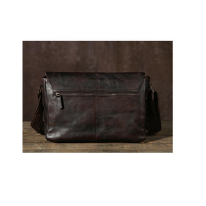 Sac messager en cuir véritable marron uni avec sangle réglable et fermeture à boucle, style classique, unisexe, usage quotidien - Product Image 3