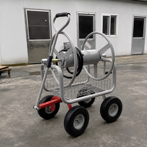 Enrouleur de tuyau d'arrosage robuste de 120 m avec chariot à 4 roues et panier de rangement pour jardin, usage industriel et atelier ODGGAD019 - Product Image 1