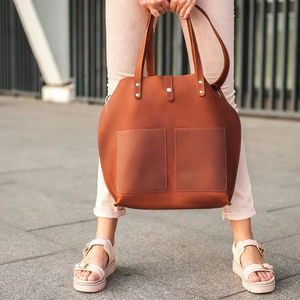 Nueva Colección de Bolsos Tote de Cuero 100% Genuino para Mujer, con Logotipo Personalizado Impreso, Bolsos de Hombro de Cuero Vacuno para Dama, LTB-0226 - Product Image 1