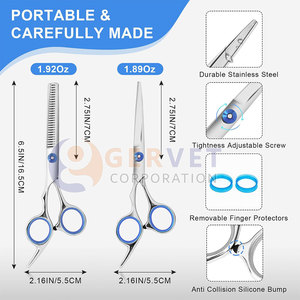 En stock, ciseaux de barbier et ciseaux à effiler professionnels en acier inoxydable pour la coiffure, réutilisables, écologiques, de haute qualité - Product Image 3
