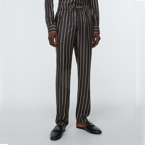 Conjunto de pijamas de seda para hombre para todas las estaciones, conjunto de ropa de dormir de manga larga, ropa de dormir de Color sólido de alta calidad para hombre, ropa de dormir de seda suave - Product Image 3