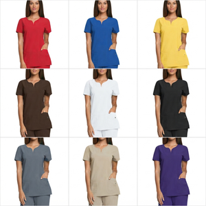Tunique d'hôpital pour femmes, haut de gamme, col en V, bleu roi, deux poches, extensible, uniforme médical d'allaitement, vêtements de travail en gros, tunique de salon - Product Image 3