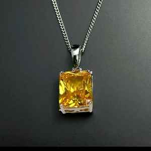 Collier rectangulaire en citrine, pendentif en argent sterling, pierre de naissance de novembre, cadeau d'anniversaire pour femme - Product Image 4