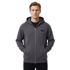 Sweat à capuche zippé en coton épais pour homme, personnalisable avec logo, streetwear, vente en gros - Product Image 2