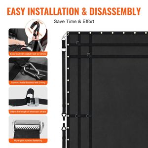 Rete di Fissaggio per Carichi Pesanti per Cassone del Camion 120 x 105 Pollici con 4 Cinghie Regolabili e Moschettoni con Rivestimento in Gomma, Accessori per il Controllo del Carico - Product Image 5