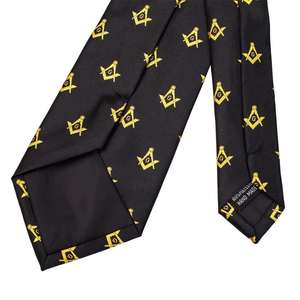 Cravate en polyester personnalisée avec logo maçonnique jacquard, cravate personnalisée pour les francs-maçons, cravate de régalia personnalisée - Product Image 4