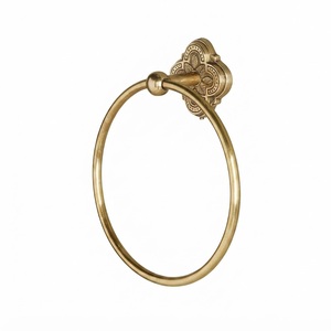 Antique Brass Bathroom Towel <b>Rack</b> Vintage Floral Base Hand Towel Holder Wall Mounted Retro Gold Bath Hardware For Hotels - Product Image 1