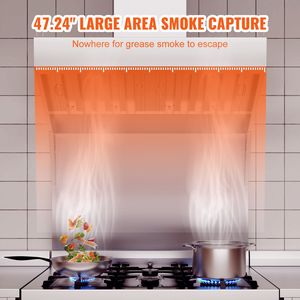 Cappa di scarico commerciale in acciaio inox 201 da 4FT per Food Truck e Rimorchi Concessioni, tipo a isola, con 2 griglie a U staccabili - Product Image 2