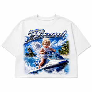 เสื้อยืดคอกลมสีขาว Glory Custom แบบครอป ผ้าเจอร์ซีย์คอตตอน 100% สไตล์วินเทจใหม่ แขนสั้น พิมพ์ลายกราฟิก สำหรับทุกเพศ - Product Image 1
