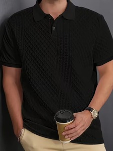 T-shirt noir à manches courtes, polo de golf amincissant, polo en coton à séchage rapide pour homme - Product Image 4