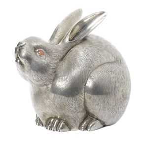 Figura de conejo de aluminio fundido de lujo, elegante estatua metálica de fauna silvestre, adorno decorativo para interiores elegantes - Product Image 2