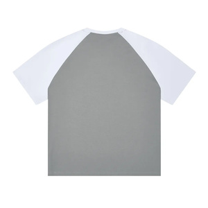 <b>Men's</b> Gray White <b>Raglan</b> Sleeve O-Neck Eco-Friendly Streetwear Casual <b>T</b>-<b>Shirt</b> Oversized Fit Solid Color Jersey Knitted Blank - Product Image 2
