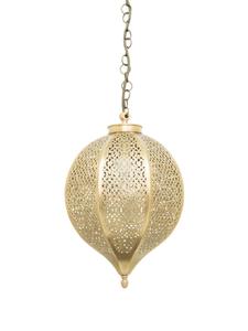 Moroccan <b>Brass</b> Hanging <b>Lantern</b> with etched pattern and gold finishing for home decoration - Product Image 3