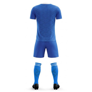 Conjunto de Uniforme de Fútbol Sublimado Personalizado, Cuello Redondo Azul, Manga Corta, Absorbe la Humedad, Equipación Deportiva para Hombre, Ajuste Atlético para Todas las Temporadas - Product Image 4