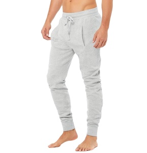 M & F logotipo personalizado 100% algodón Joggers para hombres bordado media cintura gimnasio Fitness pantalones de chándal estilo de lona informal - Product Image 3