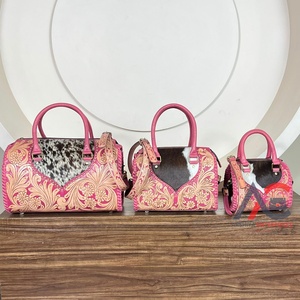 Factory Wholesale Women's Large Capacity Embossed Floral <b>Leather</b> Weekender Travel Duffel Bag Fashion Carry-On speedy bag - Product Image 1