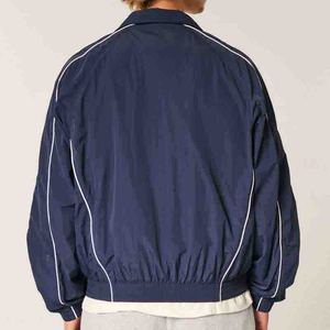 <b>Men's</b> windproof bomber <b>jacket</b> Casual solid color <b>jacket</b> Polyester autumn wear <b>men</b> Loose fit hooded <b>jacket</b> - Product Image 3