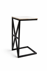 โต๊ะข้างทรงตัวซีทันสมัย โต๊ะวางโซฟาโลหะ โต๊ะวางแล็ปท็อป โต๊ะวางขนม พร้อมฐานโครงรูปตัว X สำหรับห้องนั่งเล่น ห้องนอน - Product Image 2