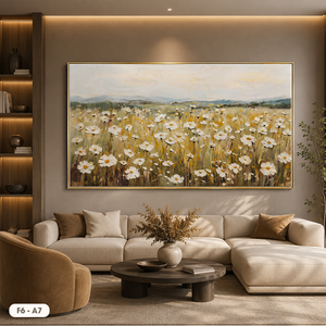 Impression sur toile de champ de fleurs épanouies HALO, édition authentique du Vietnam, peinture originale artisanale de la marque HALO pour la décoration de la maison et des hôtels - Product Image 4
