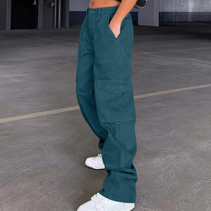 Pantalon de jogging cargo baggy taille haute personnalisé avec logo, grande taille, pour hommes et femmes, taille élastique, devant plat, délavé, idéal pour l'été - Product Image 6